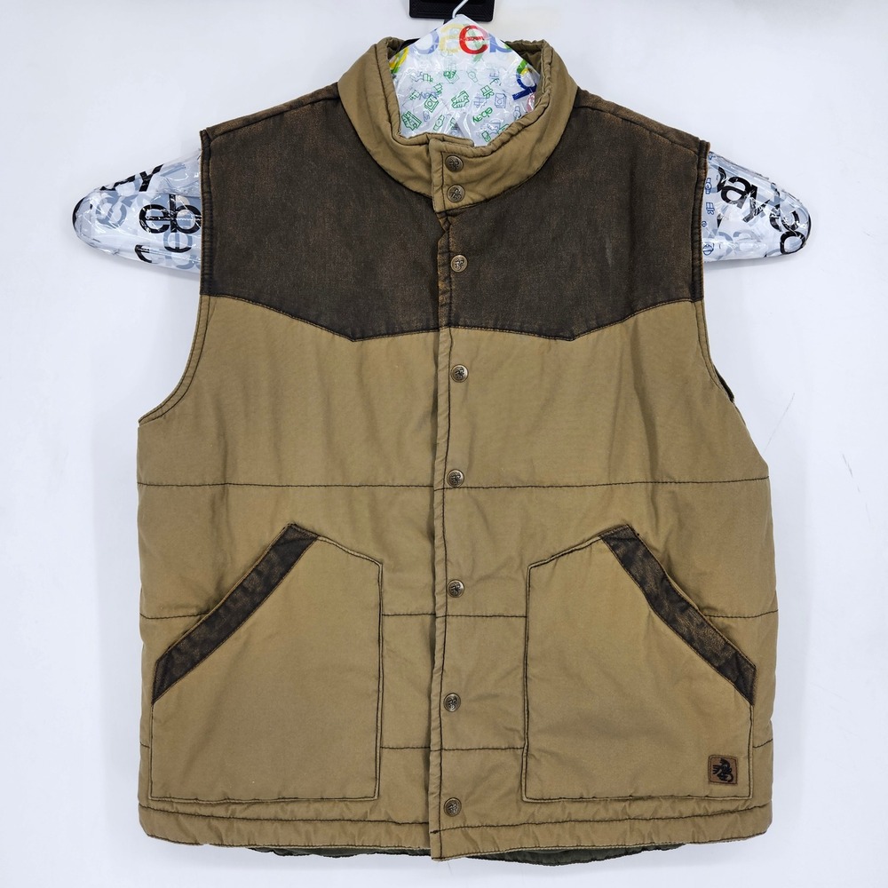 Legendary Stockyards Vest Mens‎ Large Puffer Brown Outdoors Insulated Pockets